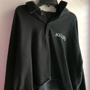 Navy Blue Brandy Melville Collared Long Sleeve